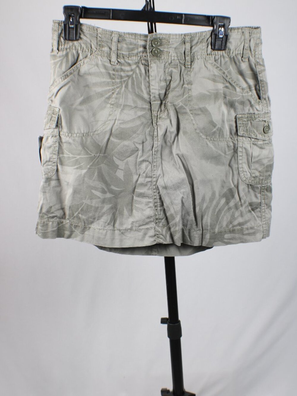 Faded Glory Womens 4 Green Palm Floral Cargo Mini Skirt Utility Gorpcore